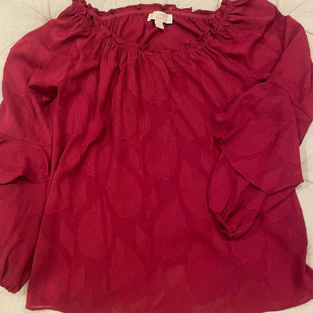 Michael Kors Crew Neck Long Sleeve Top M Boho Statement Sleeves